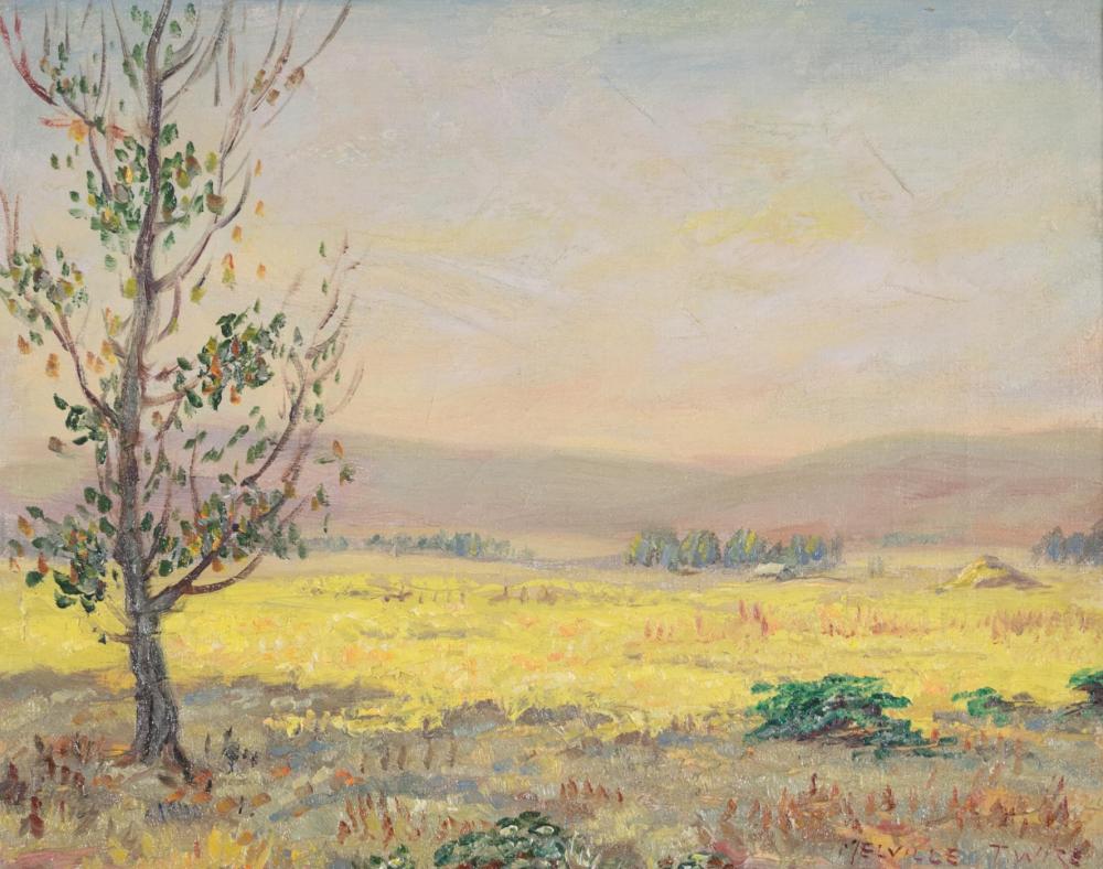 Appraisal: MELVILLE T WIRE Oregon - oil on canvas autumn landscape