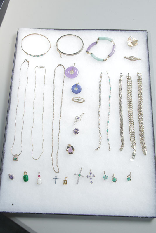 Appraisal: TWENTY-NINE PIECES OF JEWELRY All are marked K Fifteen pendants