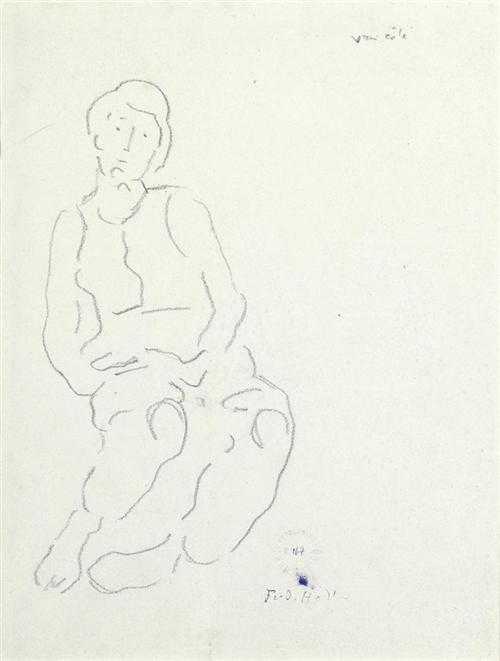 Appraisal: HODLER FERDINAND Bern - Geneva Seated woman Pencil on paper