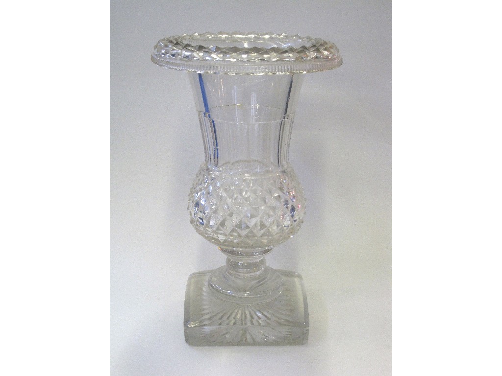 Appraisal: Old heavy cut glass celery vase and another glass vase