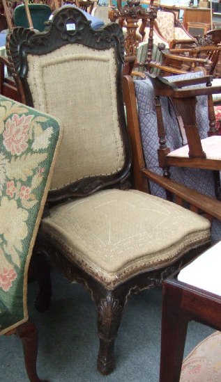 Appraisal: A mid th century Portugese carved walnut side chair the