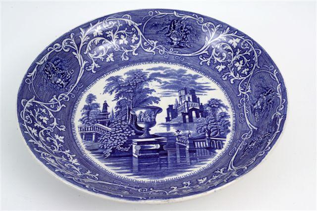 Appraisal: LATE th CENTURY STAFFORDSHIRE BLUE AND WHITE CHARGER the well