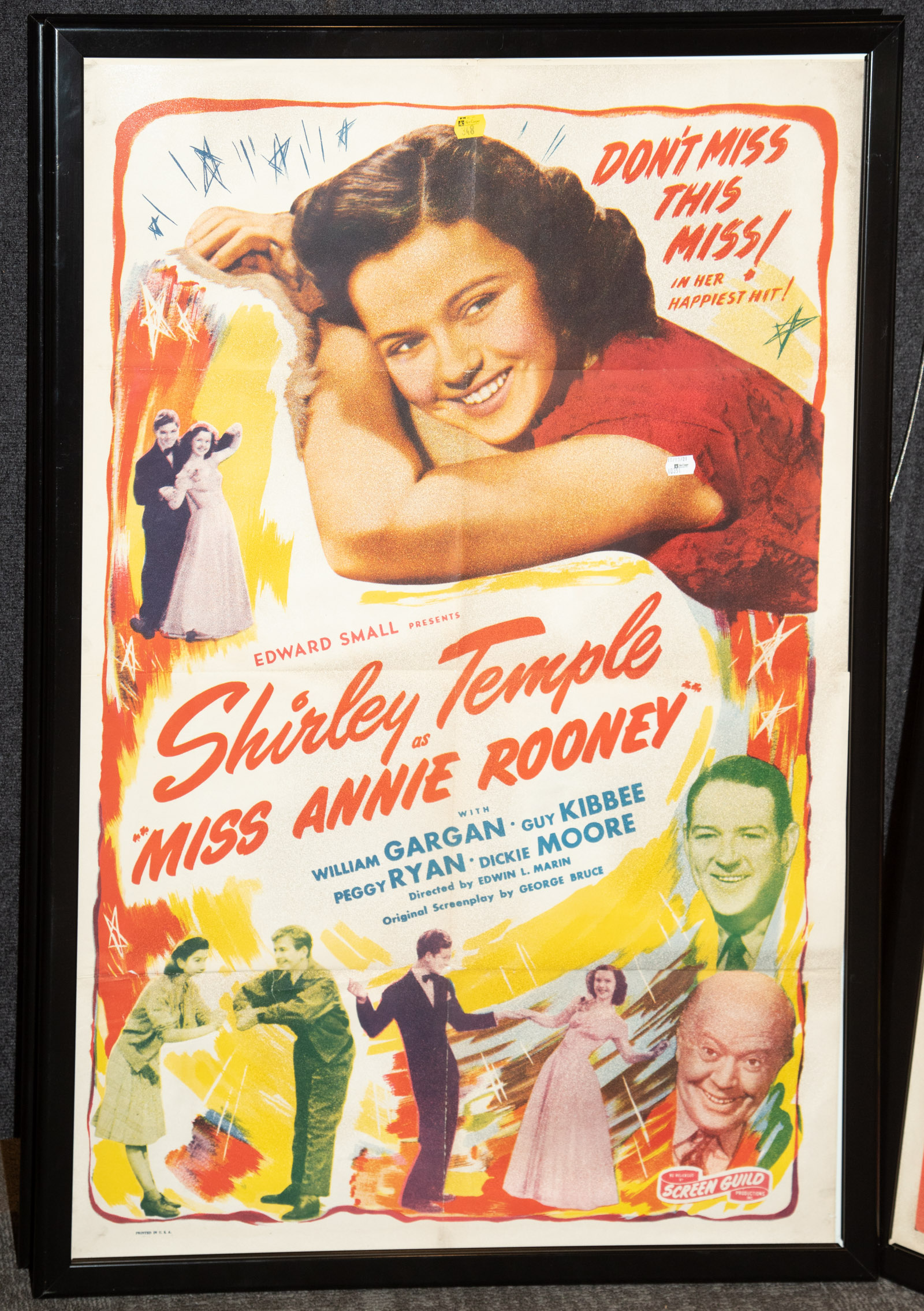 Appraisal: TWO MOVIE POSTERS Includes Miss Annie Roony staring Shirley Temple