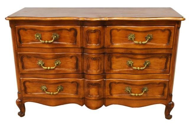 Appraisal: French Louis XV style fruitwood commode th c shaped top