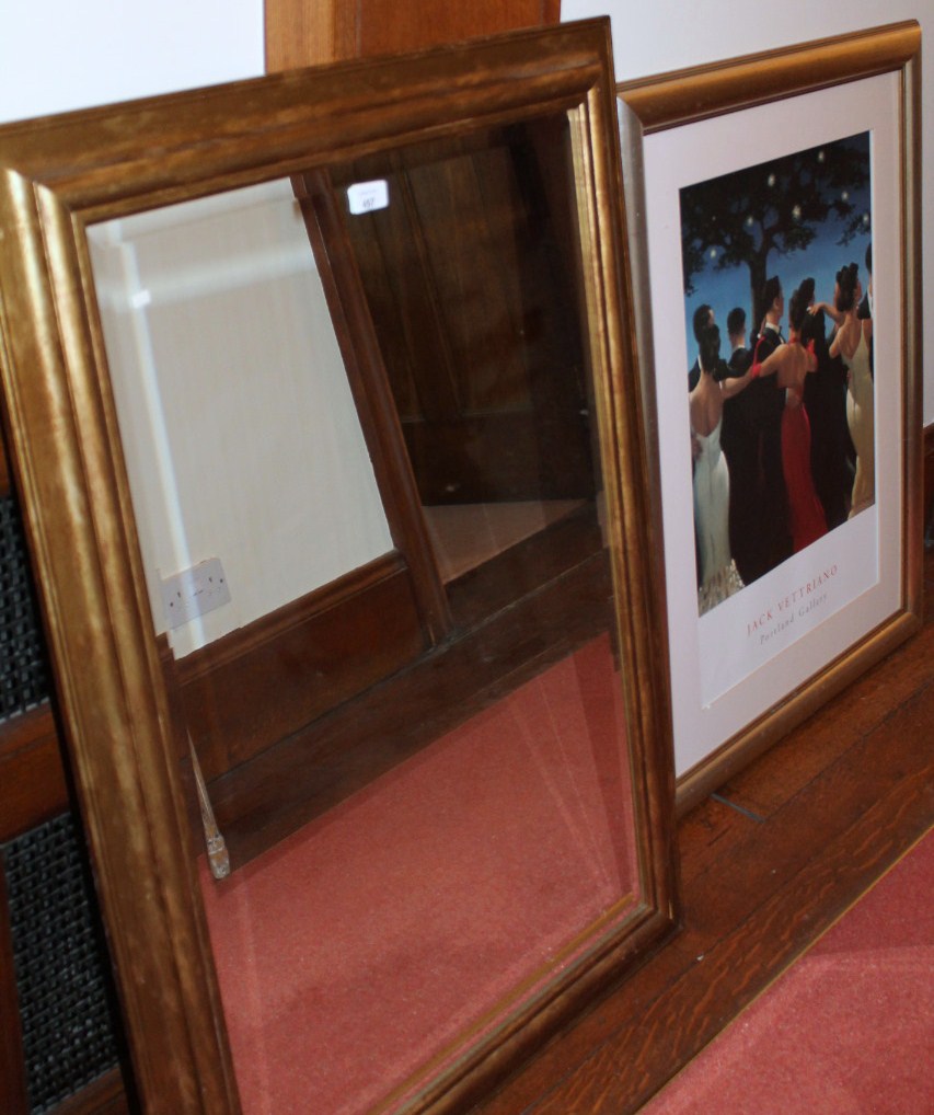 Appraisal: A modern gilt wall mirror and a Jack Vettriano print