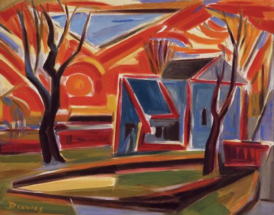 Appraisal: DREWES WERNER American - Red Landscape oil on canvas x