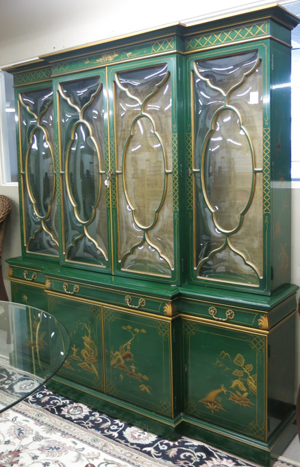 Appraisal: CHIPPENDALE STYLE BREAKFRONT CHINA CABINET Karges Furniture Co Evansville Indiana