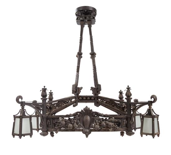 Appraisal: Sale Lot A Wrought Iron Four-Light Chandelier likely early th