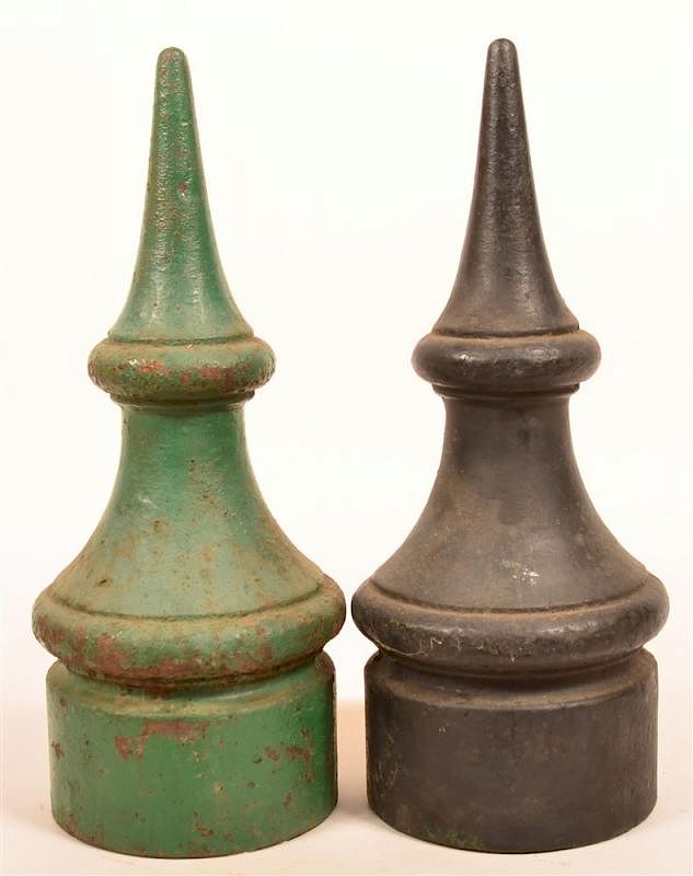 Appraisal: Two Cast Iron Post Finials Two Cast Iron Post Finials