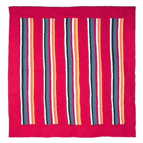 Appraisal: Pennsylvania pieced eight-color rainbow bar quilt early th c x