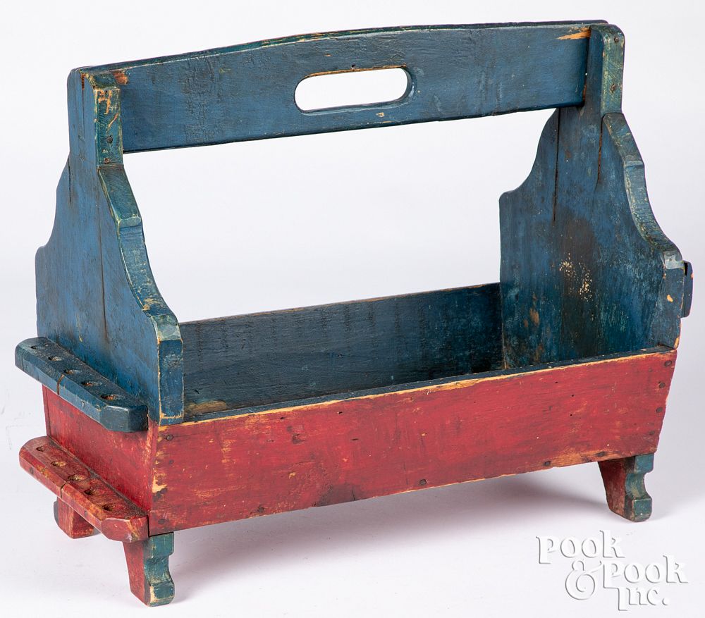 Appraisal: Painted pine tool carrier ca Painted pine tool carrier ca