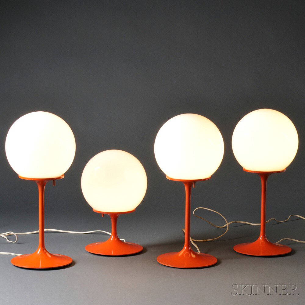 Appraisal: Four Stemlite by Design Line Table Lamps Aluminum glass enamel