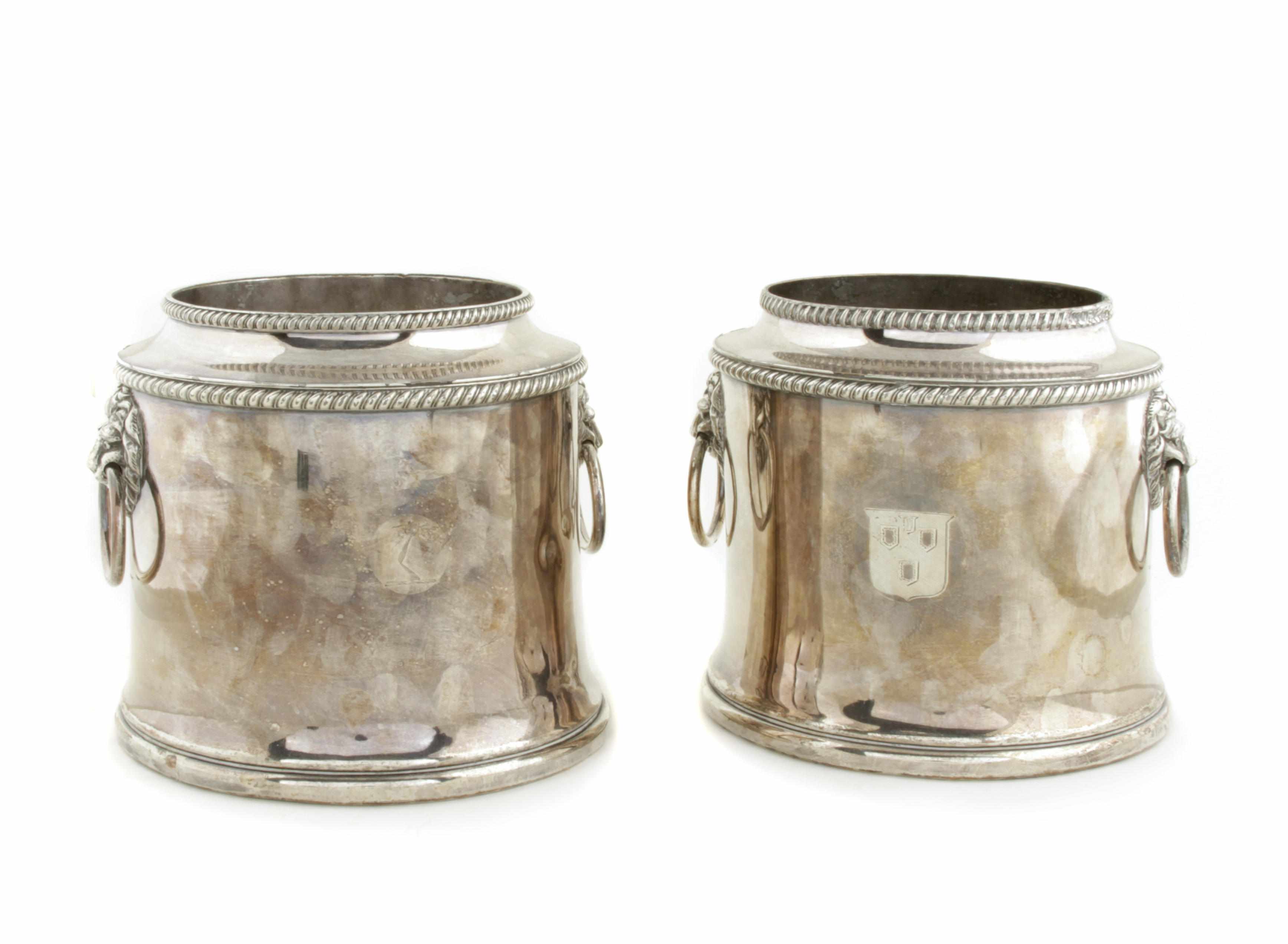 Appraisal: A Sheffield plate pair of wine coolers Early th century