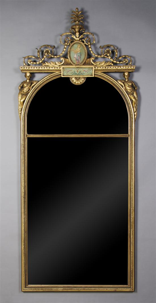 Appraisal: A Giltwood Adam Style Pier Mirror Height x inches