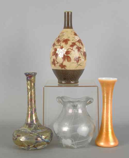 Appraisal: Four assorted art pottery vases tallest - Provenance the Collection