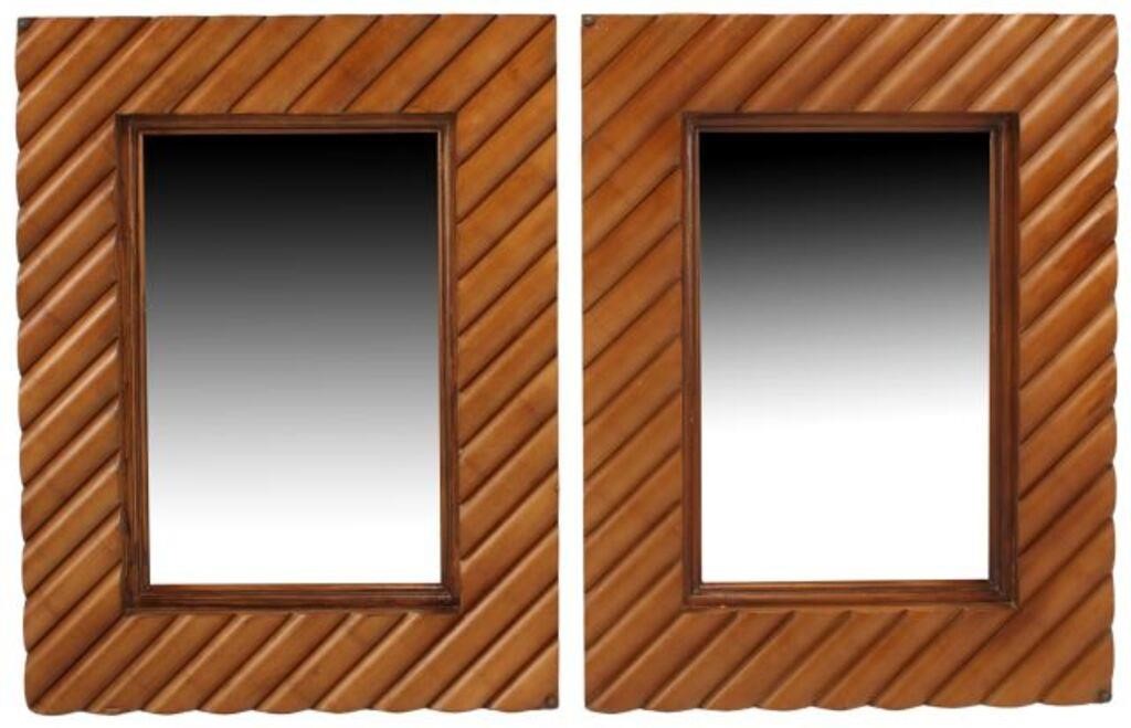 Appraisal: pair Bamboo framed mirrors approx h w d