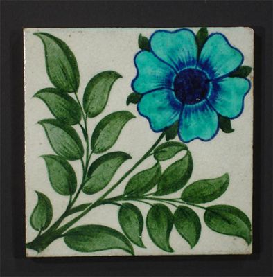 Appraisal: Single Rose Wild Rose a William De Morgan tile painted