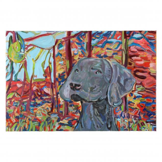 Appraisal: LAURA DAVIS NC GRAY GHOST WEIMARANER DOG Acrylic on canvas