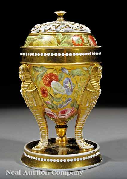 Appraisal: A Paris Porcelain Polychrome and Gilt Potpourri Urn mid- th