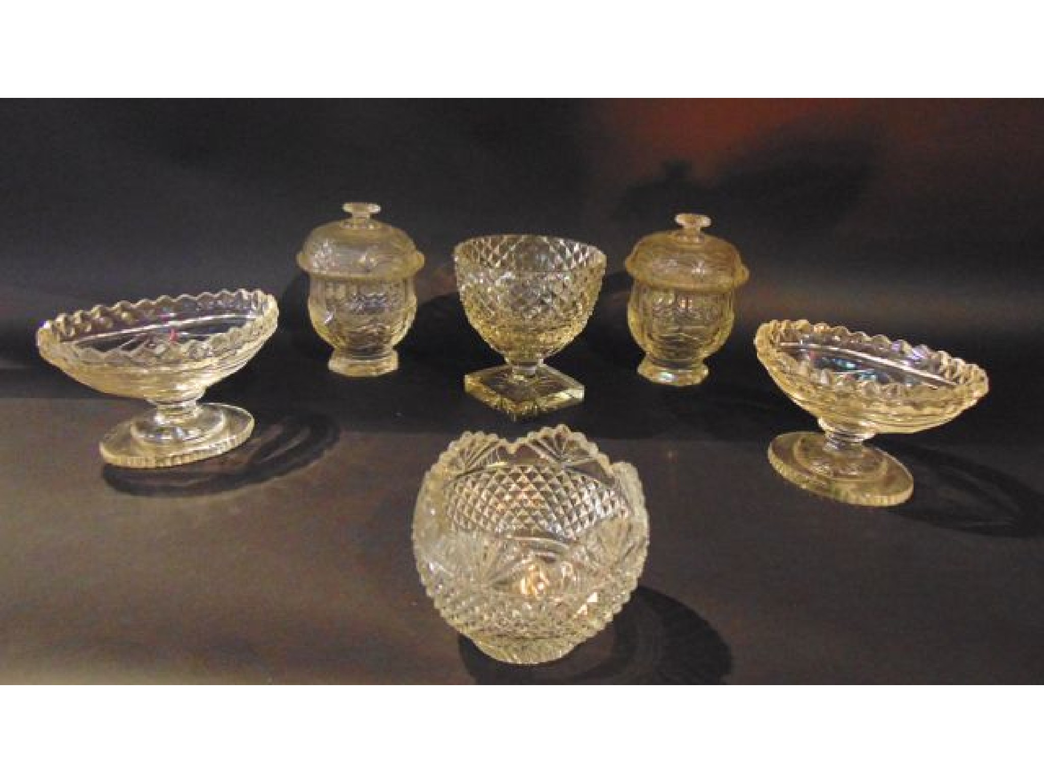 Appraisal: A pair of good quality th century lidded clear cut