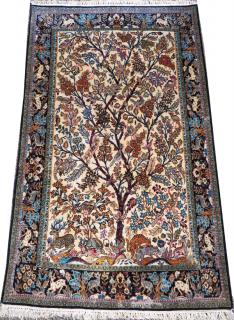 Appraisal: PERSIAN QUM TREE OF LIFE PURE SILK CARPET PERSIAN QUM