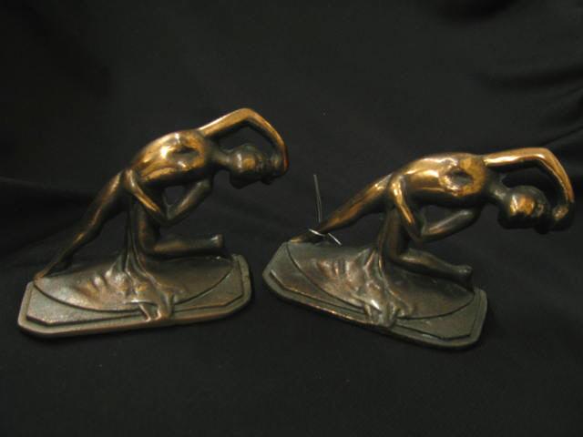 Appraisal: Art Deco Bronzed Figural Bookends nudes x