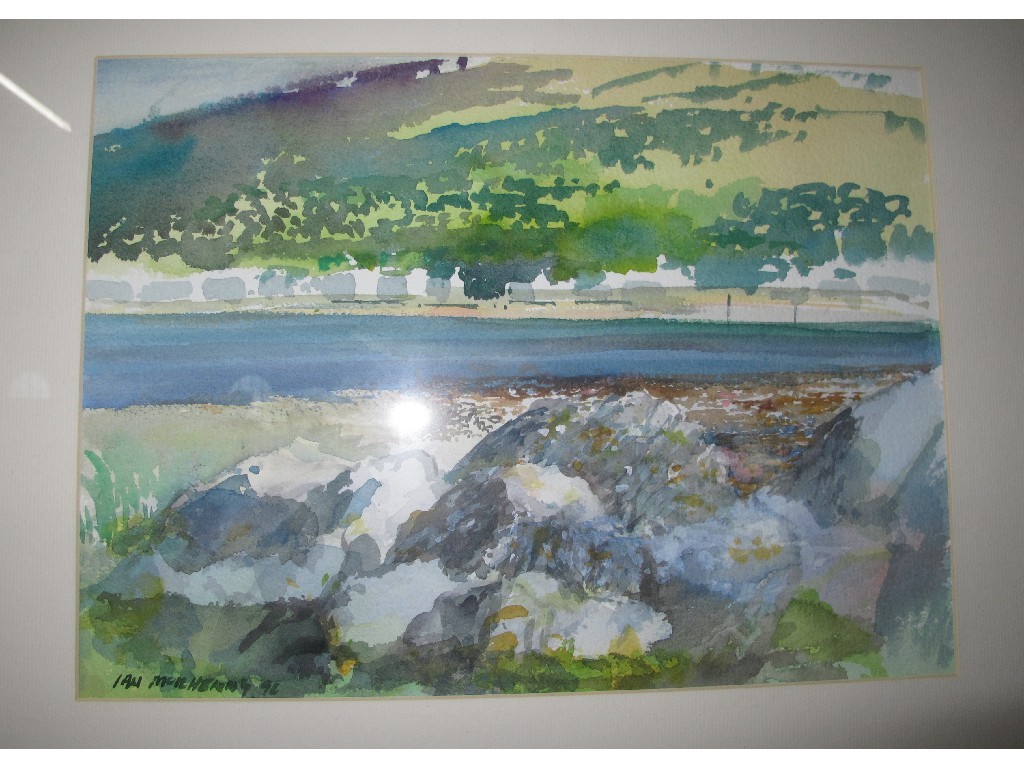 Appraisal: IAN MCILHENNY Watercolour 'Lochranza Isle of Arran' signed and entitled