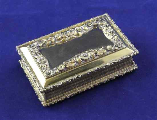 Appraisal: A Victorian silver gilt table snuff box of rectangular form