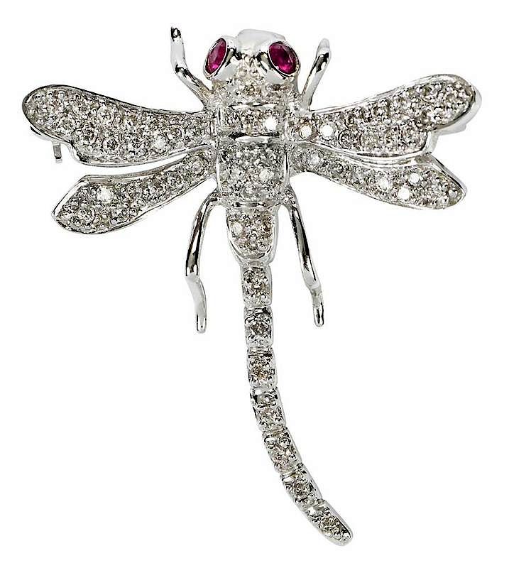 Appraisal: kt Ruby Diamond Brooch and pendant dragonfly design two round