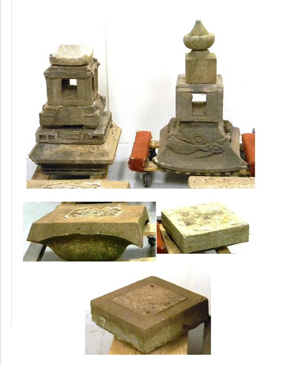 Appraisal: Odd sections of stone garden ornaments Prospective purchasers please plan