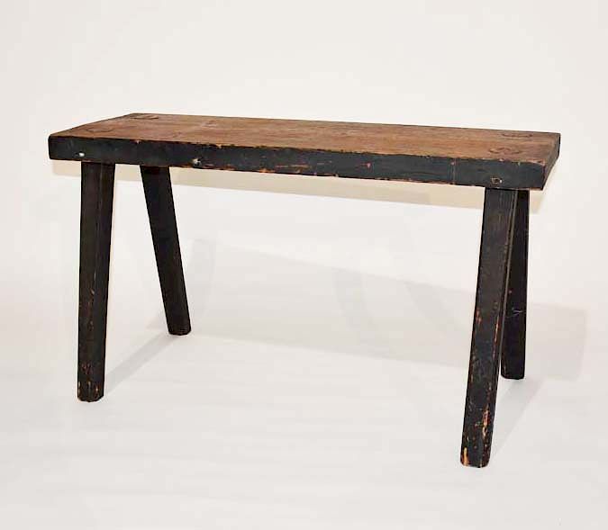 Appraisal: Primitive wooden bench Primitive wooden bench H top is x