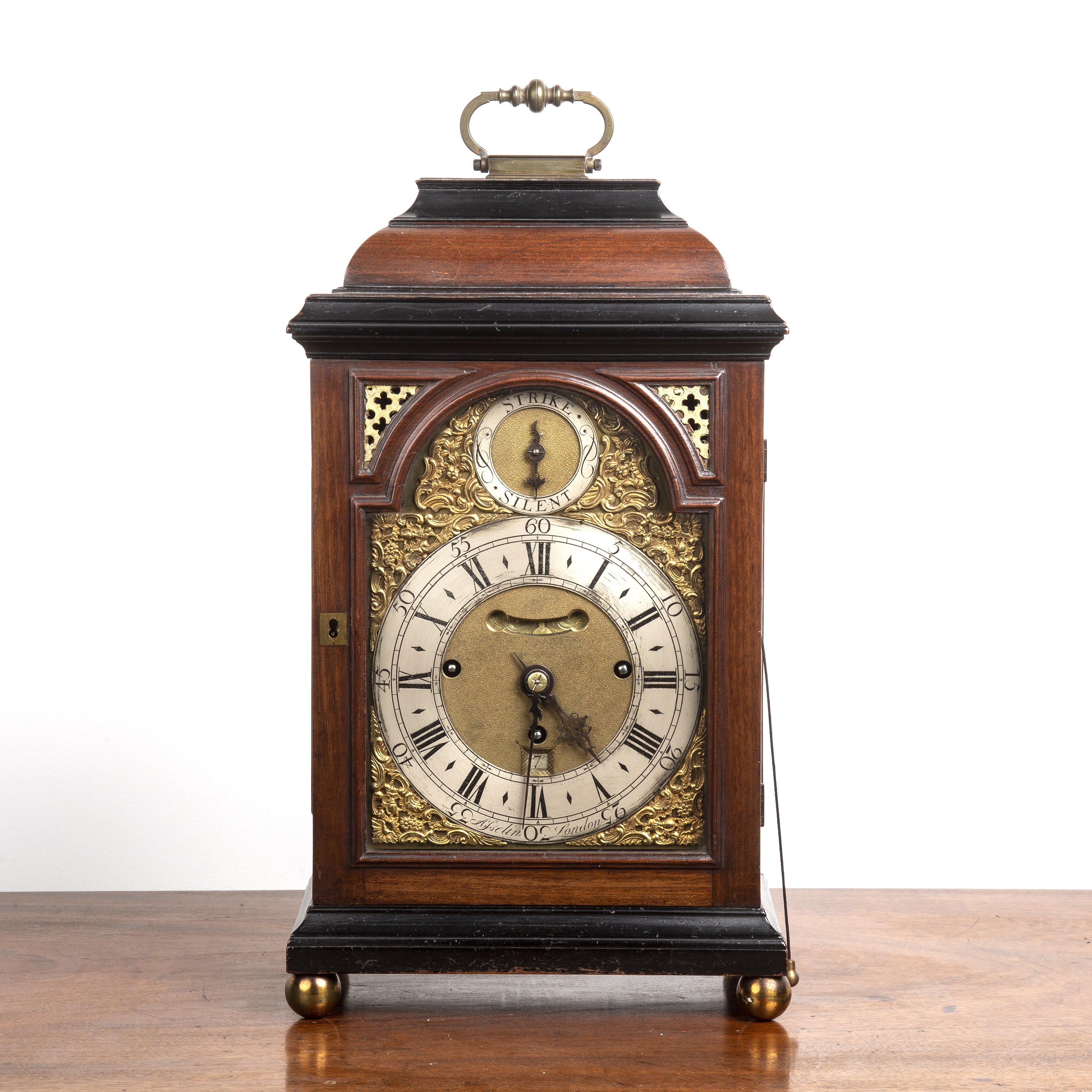 Appraisal: Parcel ebonised and mahogany bracket or table clock th Century