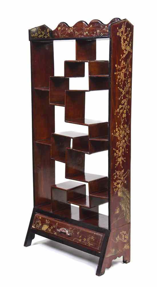 Appraisal: A Chinese Export Lacquered Etagere the rectangular top having a