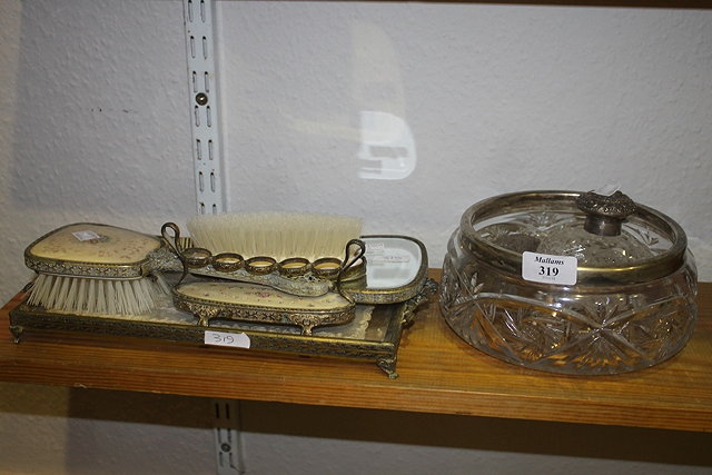 Appraisal: A GLASS BOWL with silver mounted rim together with a