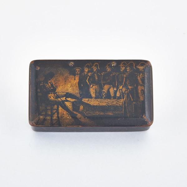 Appraisal: French Lacquer Snuff Box of Napoleonic interest early th century