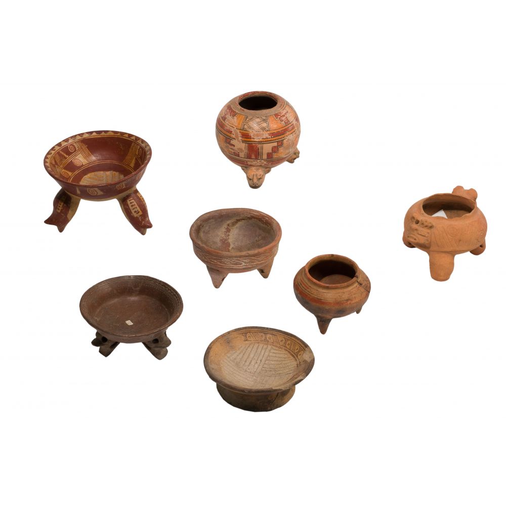 Appraisal: PRE-COLUMBIAN MAYAN POTTERY ASSORTMENT items mostly tripod bowls including having