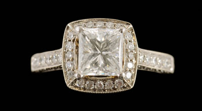 Appraisal: Diamond engagement ring central princess-cut diamond