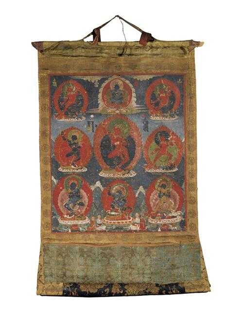 Appraisal: A THANGKA DEPICTING VAJRAVARAHI With brocade frame Nepal th century