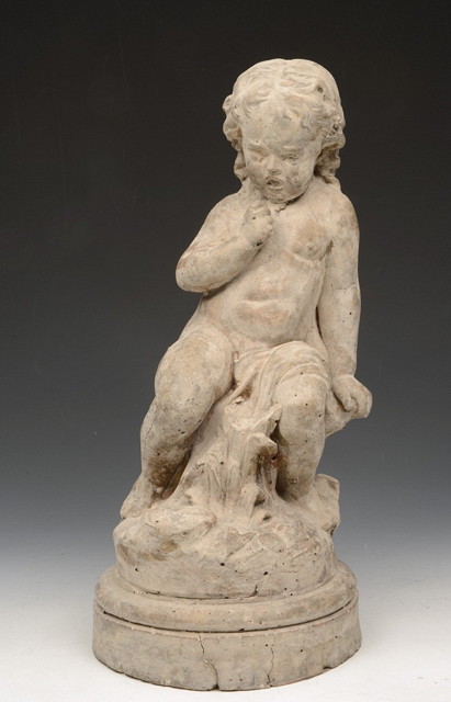 Appraisal: A FRENCH PLASTER TERRACOTTA MODEL OF A YOUNG CHILD on