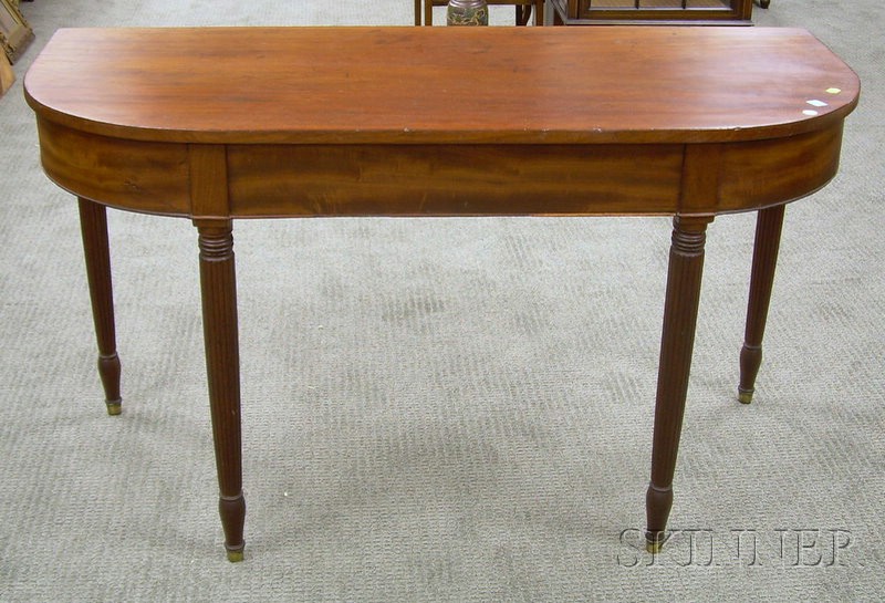 Appraisal: Late Federal Mahogany D-shaped Banquet Table End with Reeded Legs