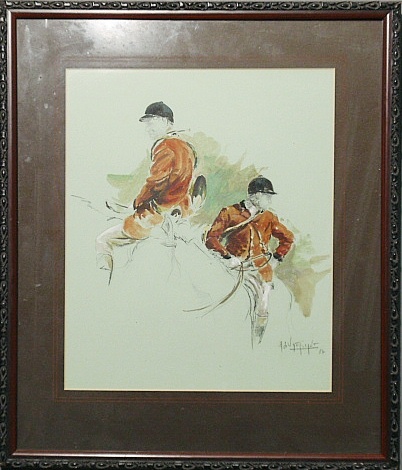 Appraisal: - Watrigant Hubert French b gouache Huntsman Studies two views