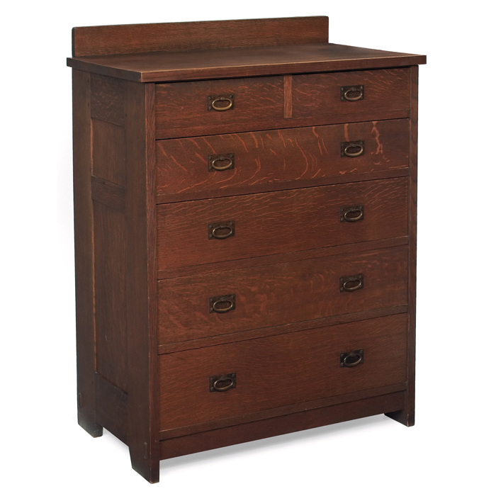 Appraisal: Good Gustav Stickley chest of drawers two half drawers above