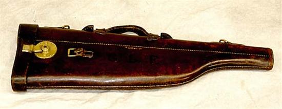 Appraisal: Hard leather leg-of-mutton gun case standard specifications with carrying handle