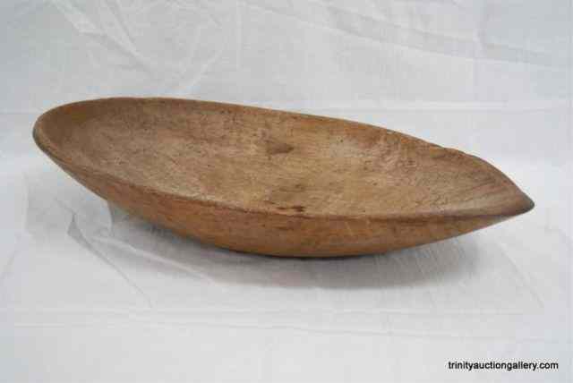 Appraisal: Antique Primitive Wooden Oval Dough BowlFrom the late 's to