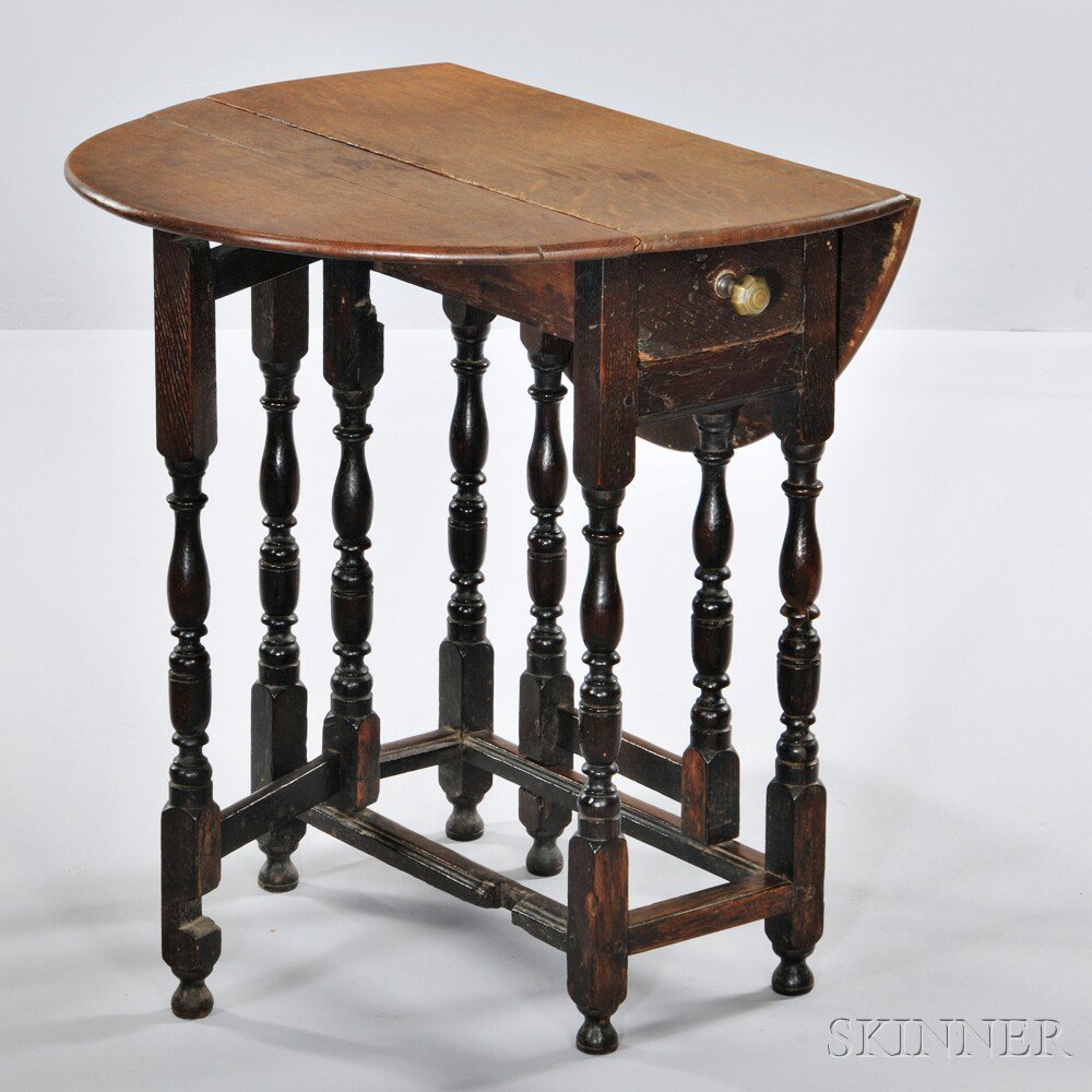 Appraisal: William and Mary Oak Gate-leg Table late th early th