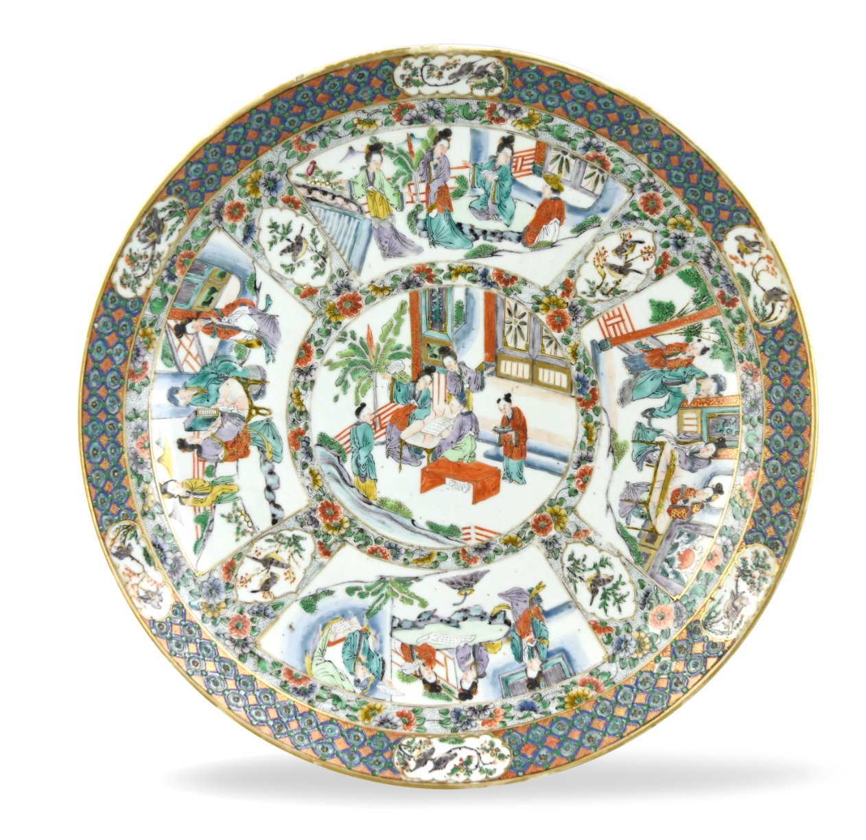 Appraisal: Chinese th C a canton glazed charger painted with figures