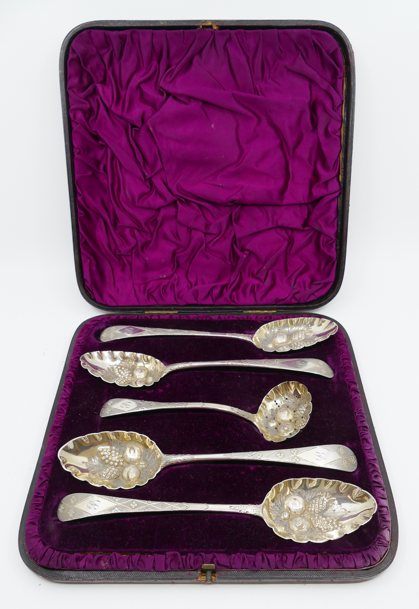 Appraisal: pc English Georgian Sterling Silver Berry Spoons Sugar Sifter in