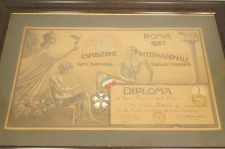 Appraisal: Framed Diploma Esposizione Internationale R Framed Diploma Esposizione Internationale Roma