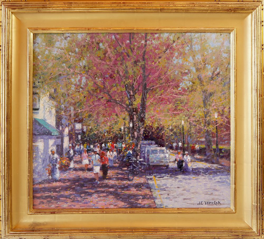 Appraisal: John Charles Terelak Oil on Canvas Nantucket Street Scene Exclusive