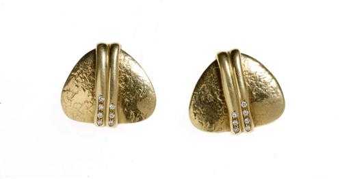 Appraisal: GOLD AND BRILLIANT-CUT DIAMOND CLIP EARRINGS MISANI Milano Yellow gold